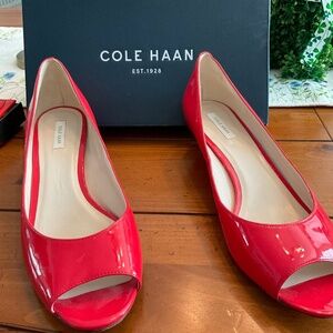 Cole Haan, Red patent leather wedge heel, size 9.5